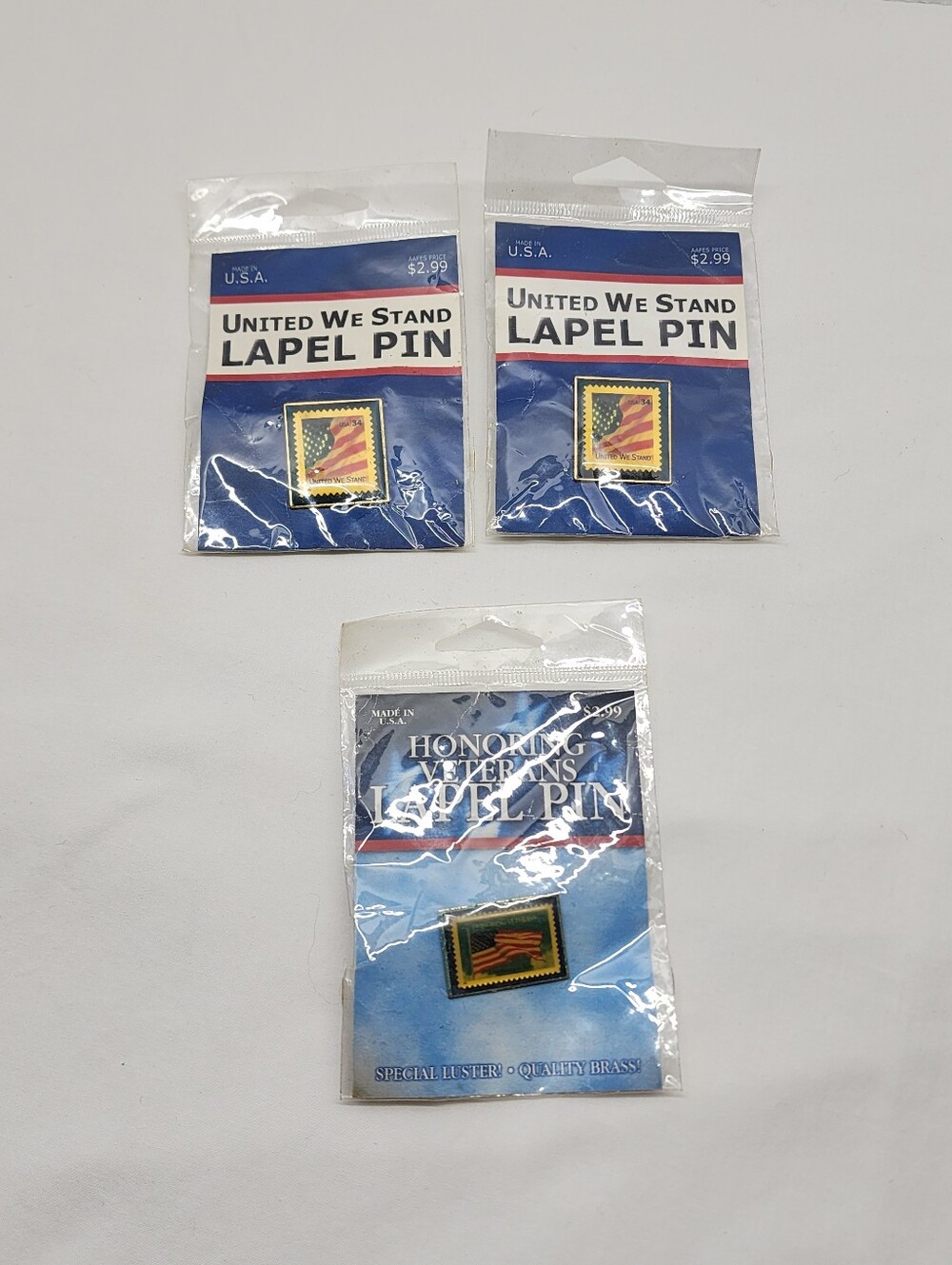 3pc Collectible United We Stand & Honoring Veterans Lapel Pin Set
